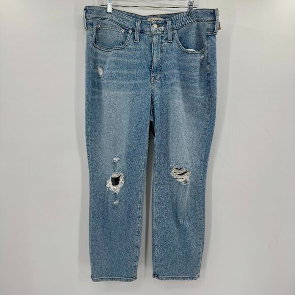 Madewell The Momjean Lowden Wash Ripped Straight Edition 90's High Rise 14 NEW - Picture 1 of 7